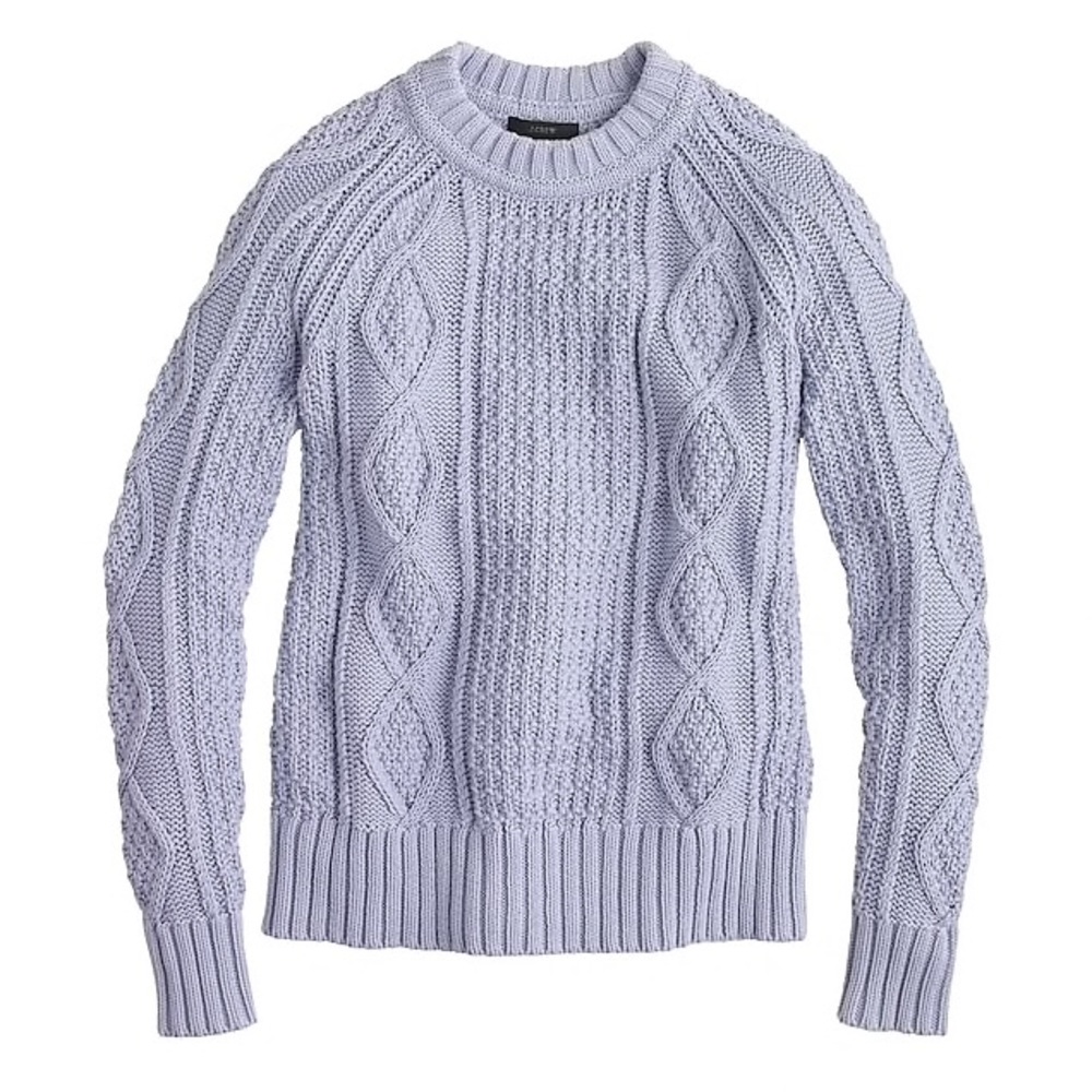 J. Crew Lilac Purple Cotton Cable Pullover Sweater